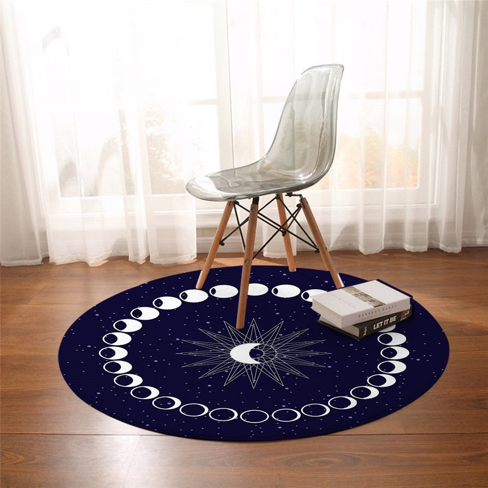 Moon Phase Galaxy Round Carpet