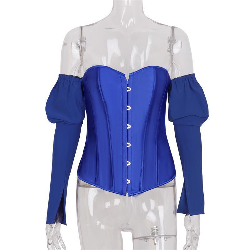 Long Sleeve Slash Backless Bandage Corset