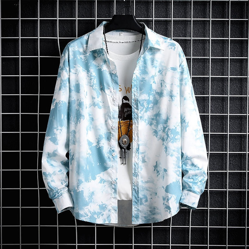 Korean Print Long Sleeve Shirt