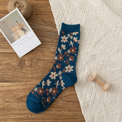 Solid Color Floral Socks