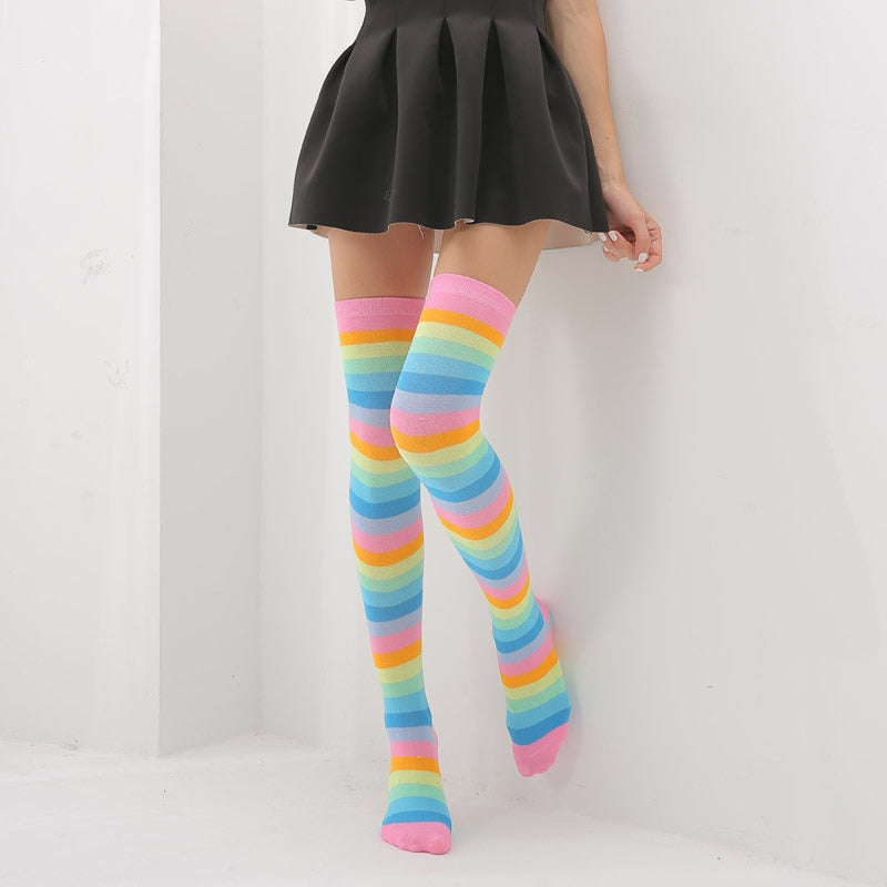 Long Highs Rainbow Funny Socks