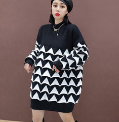 Contrast Triangles Knitted Oversize Sweater