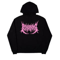 Gothic Pink Letters Loose Hoodie