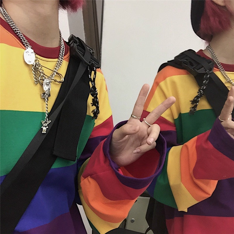 Rainbow Striped Harajuku Sweater