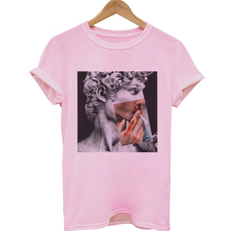 Medusa Sculpture Pink Vaporwave Print  T-Shirt