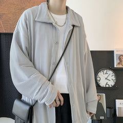 Korean Loose Long Sleeve Pleated Shirts