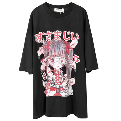 Kawaii Girl Print  Oversize Japanese Tshirt