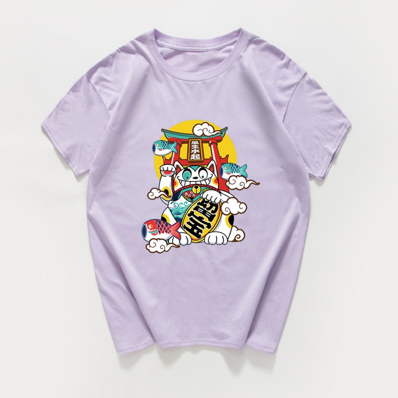 Japanese Harajuku Lucky Cat T-Shirt