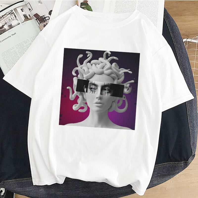 Medusa Sculpture Greek mythology Print T-Shirt