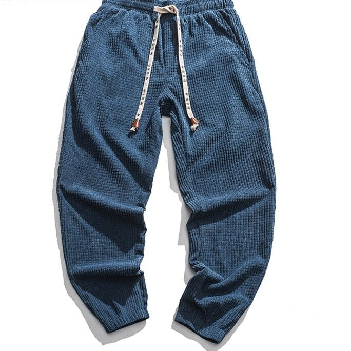 Solid Color Corduroy Ankle Sweatpants