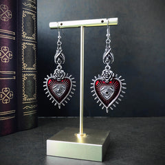 Mystical Eye Occult Drop Blood Rose Heart Hanging Long Earrings