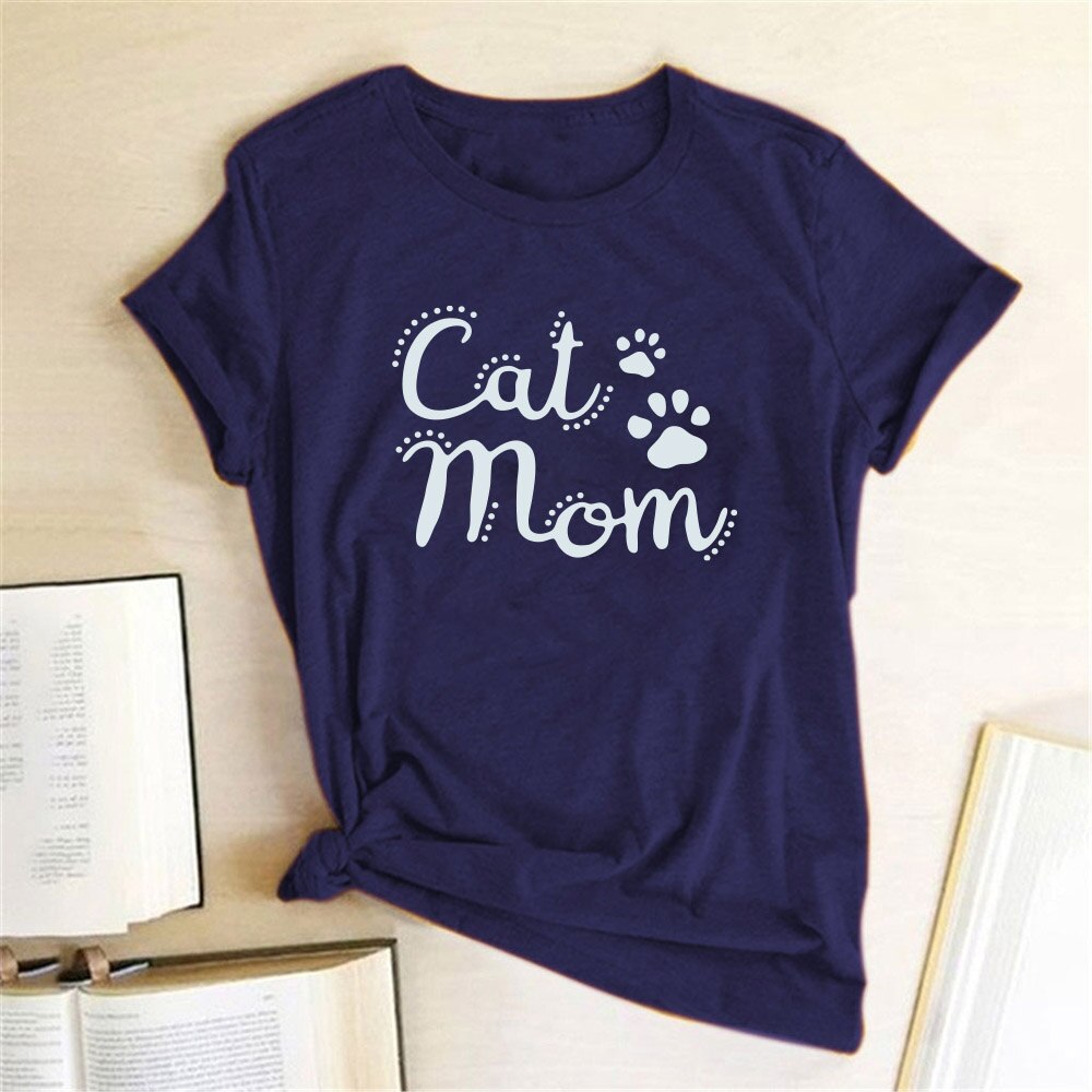 Cat Mom Printed T-Shirt