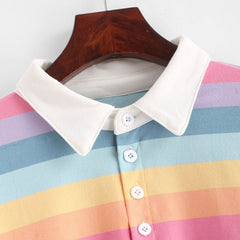 Rainbow Striped Collar Sweatshirt