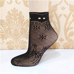 Elegant Lace Ruffle Fishnet Mesh Short Socks