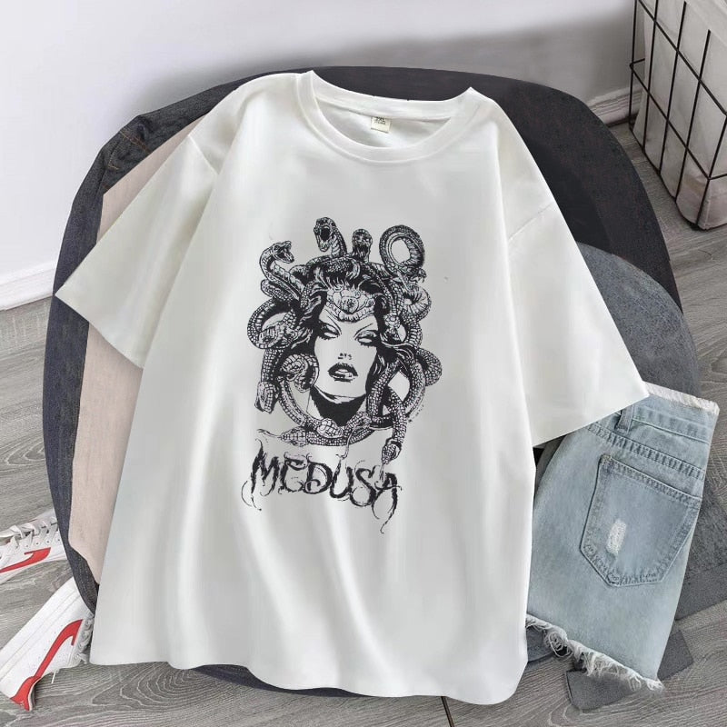 Solid Color Medusa T-Shirt Short Sleeve