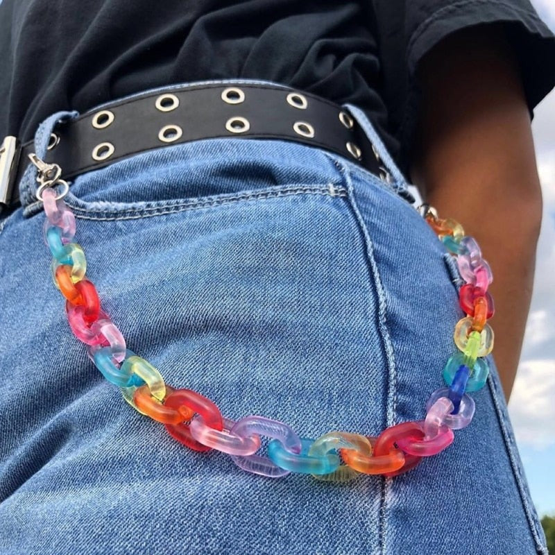 Chic Acrylic Candy-Colored Waist Chain