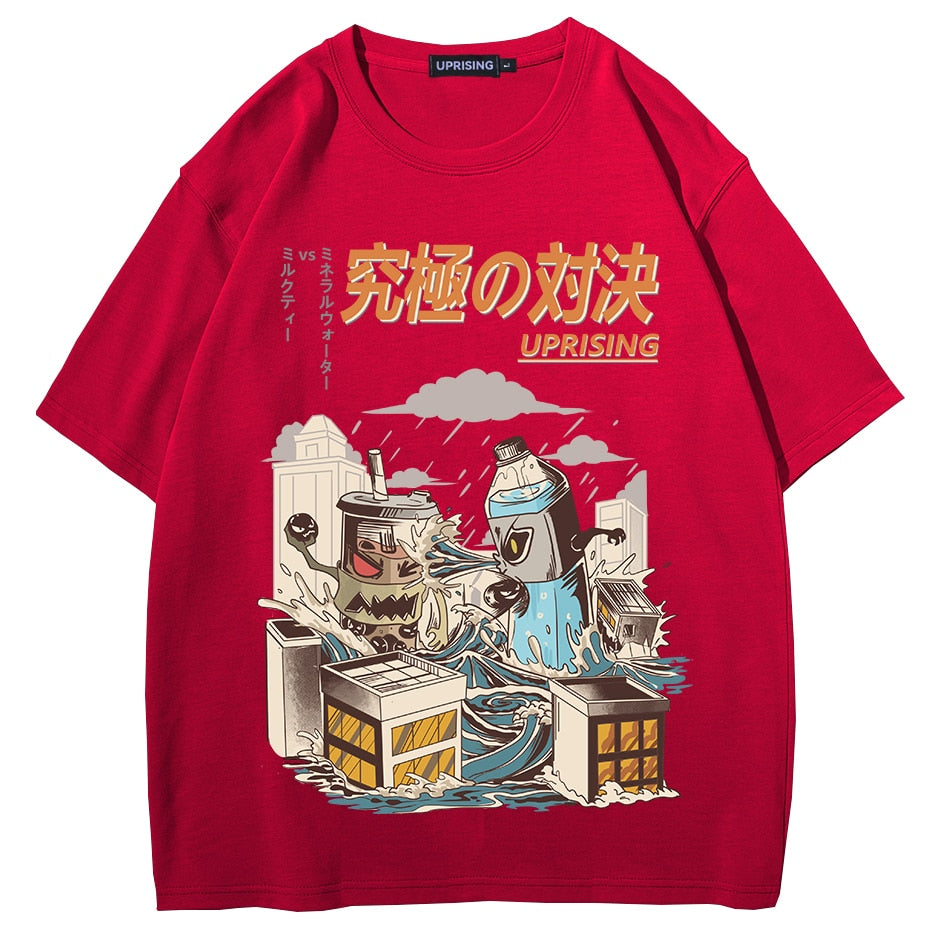 Harajuku Monsters In Town Japanese Kanji Loose T-Shirt