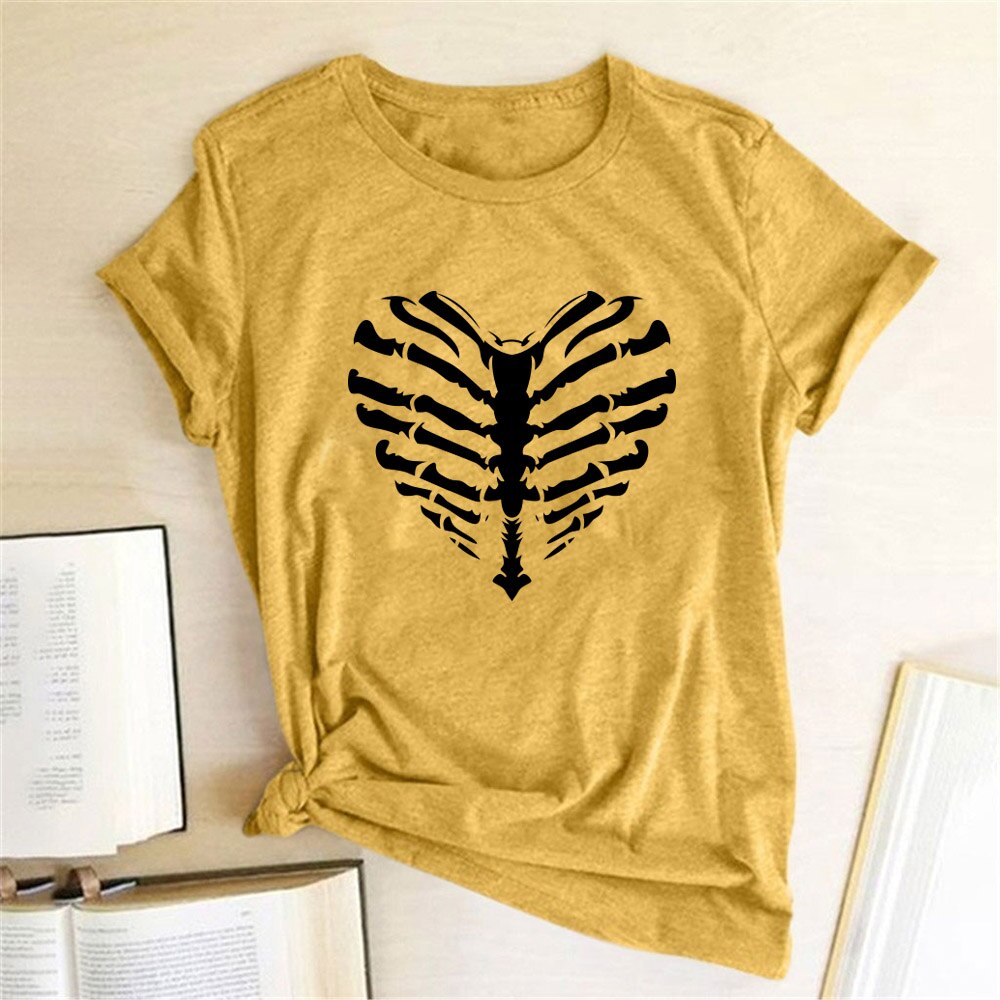 Skeleton Heart Printed T-shirt