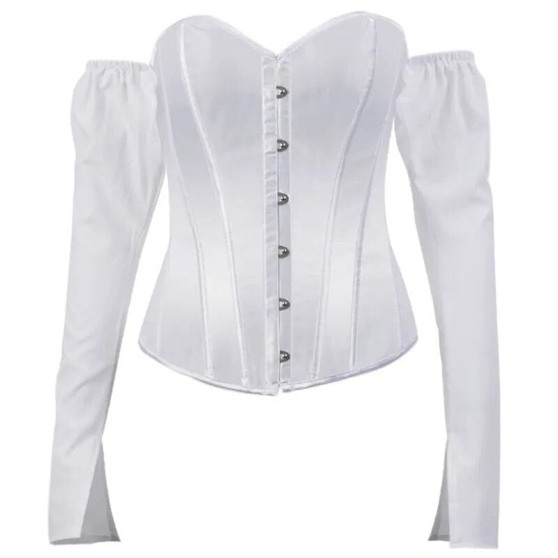 Vintage Shoulder Puff Long Sleeve Corset