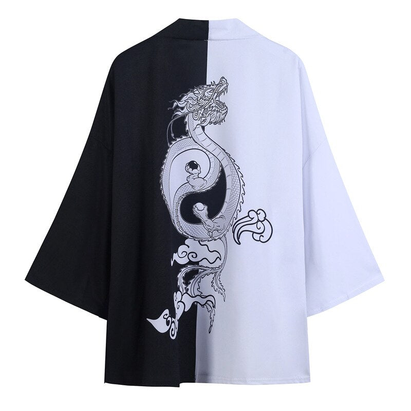 Dragon Yin & Yang 3/4 Sleeve Kimono