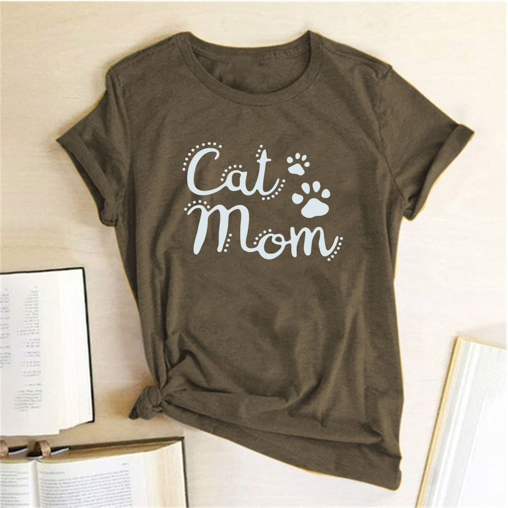 Cat Mom Printed T-Shirt