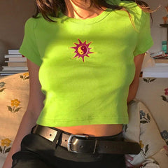 Embroidery Yin Yang Sun Top