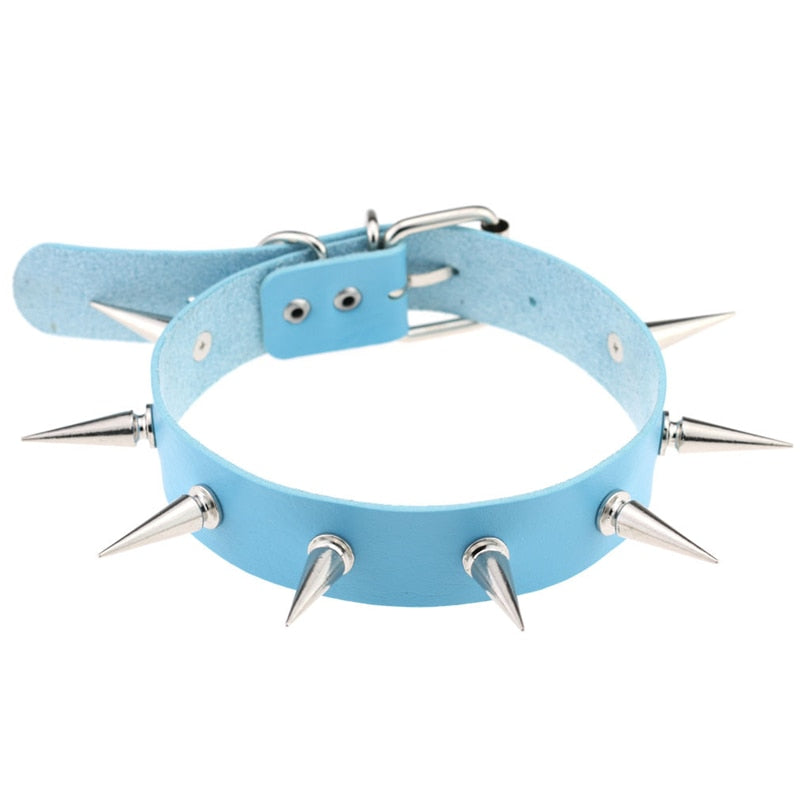 Punk Gothic Leather Spike Collar