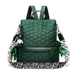 Solid Color Plaid Stitching School Backpack