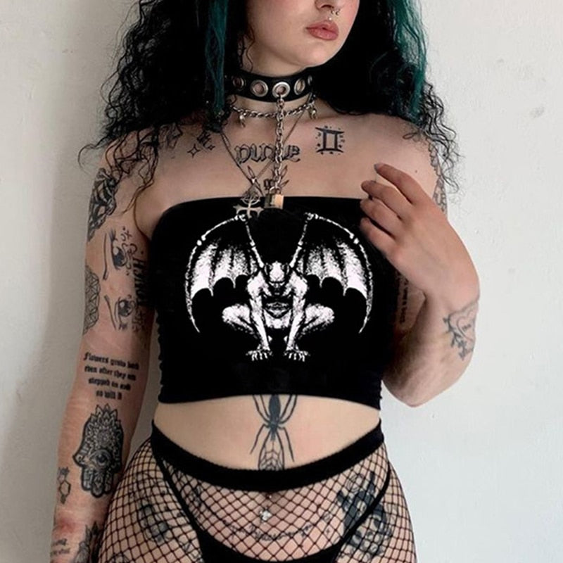 Gothic Dark Sexy Velvet Crop Top