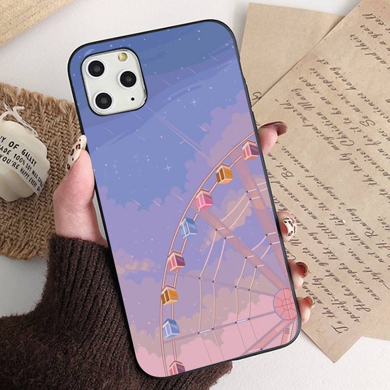 Pastel City Moon Art Phone Case for iPhone