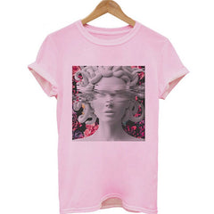 Medusa Sculpture Pink Vaporwave Print  T-Shirt