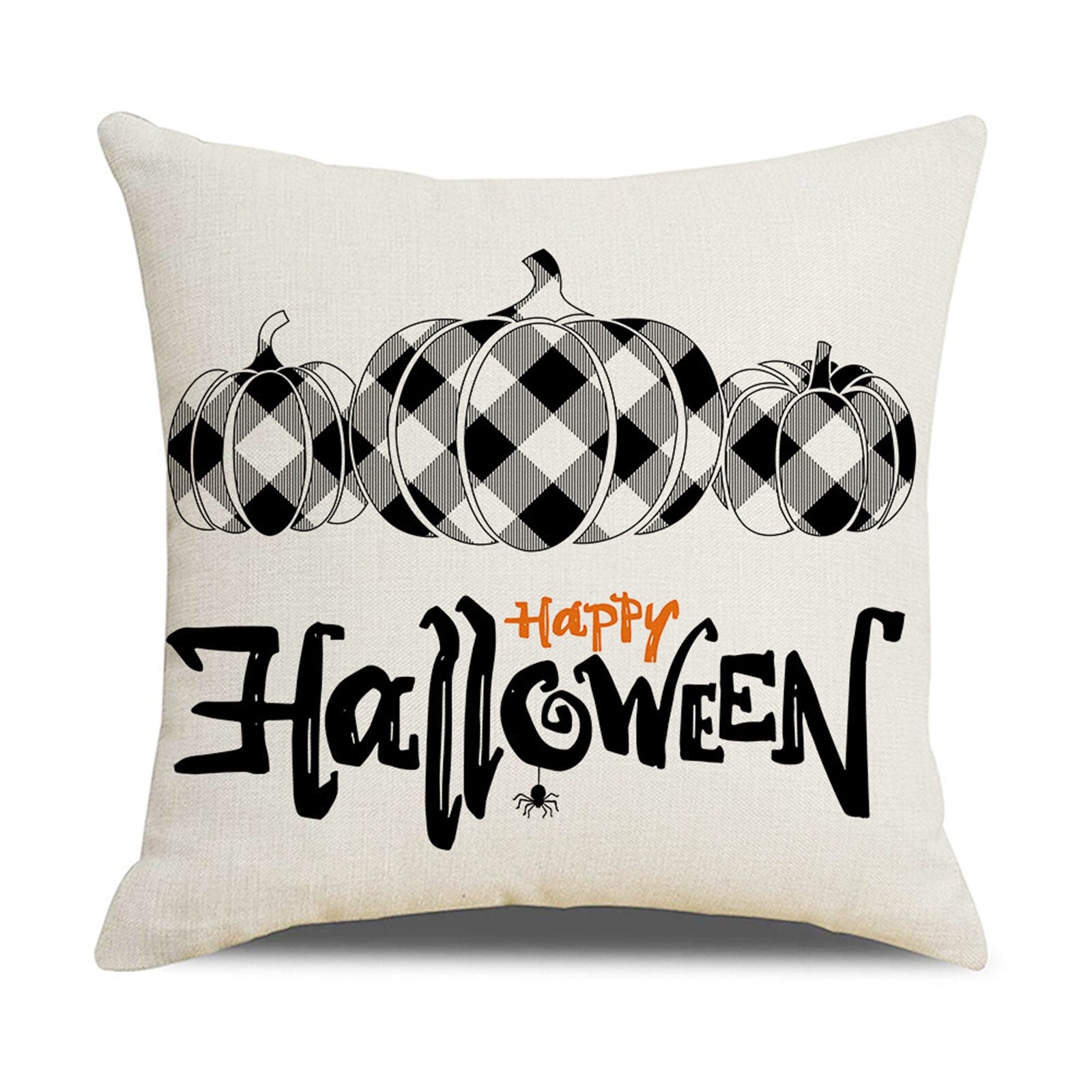 Happy Halloween Cushion Cover Linen Pumpkin