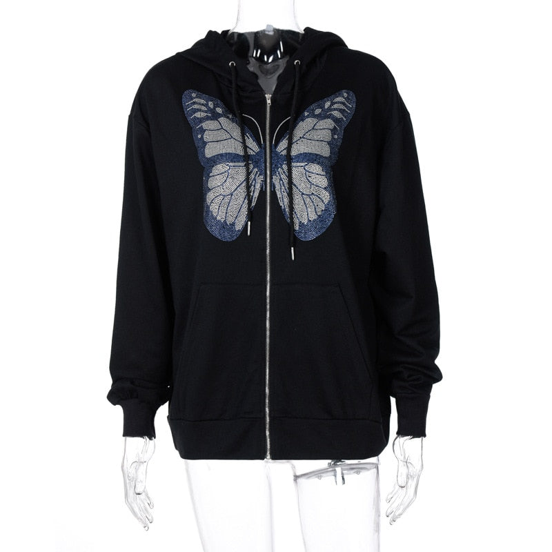 Rhinestone Butterfly Oversize Jacket