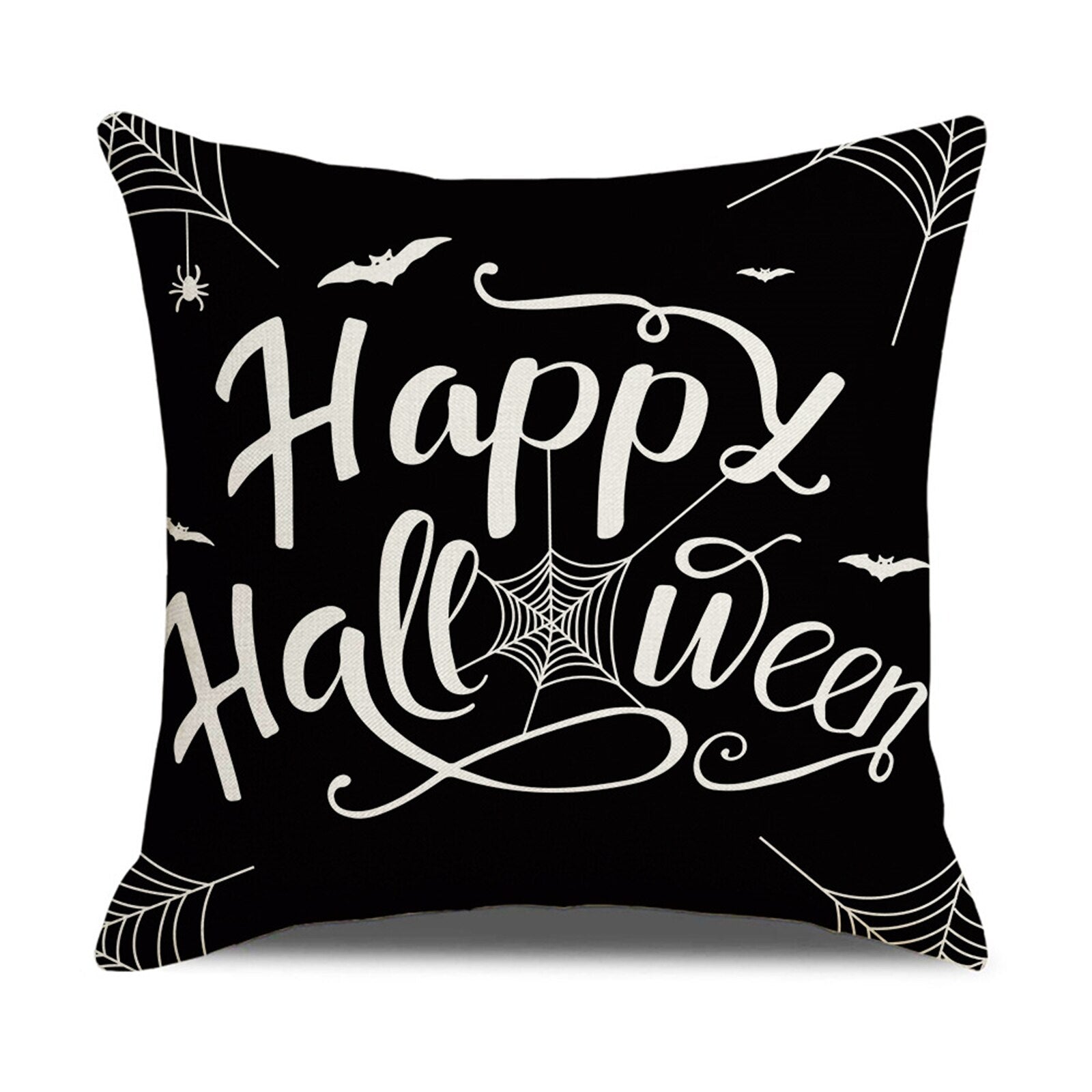 Happy Halloween Cushion Cover Linen Pumpkin