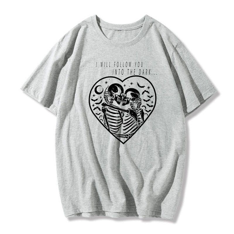 Gothic Skeleton Kiss Hearth T-Shirt