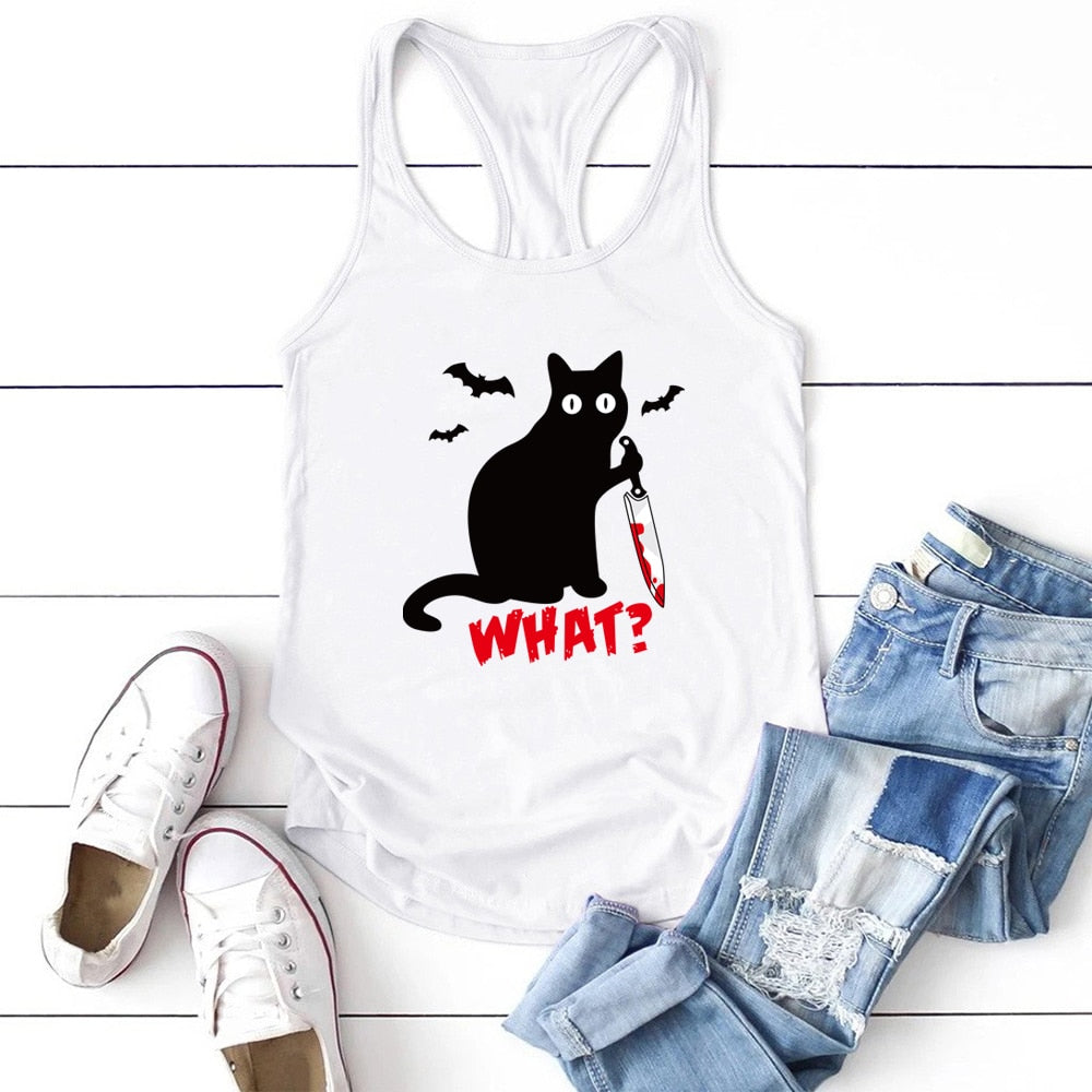 Gothic Cat Knife Bats What  Tank Top