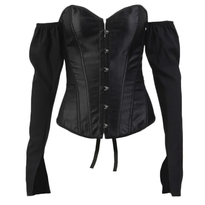 Vintage Shoulder Puff Long Sleeve Corset