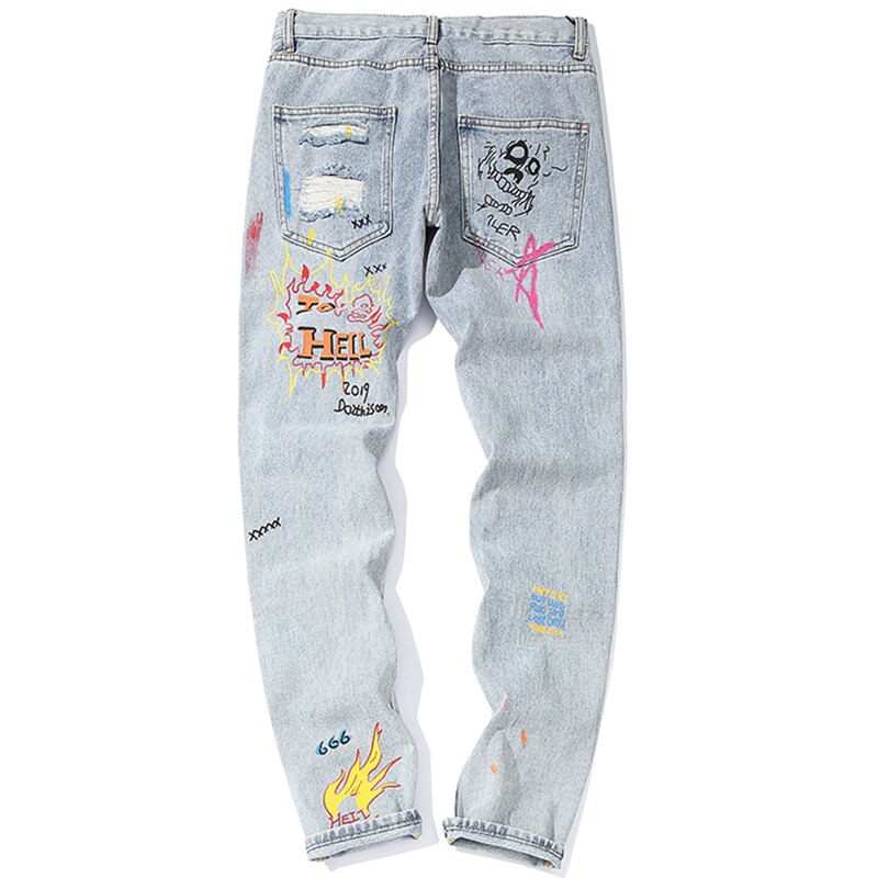 Punk Cool Graffiti Denim Pants