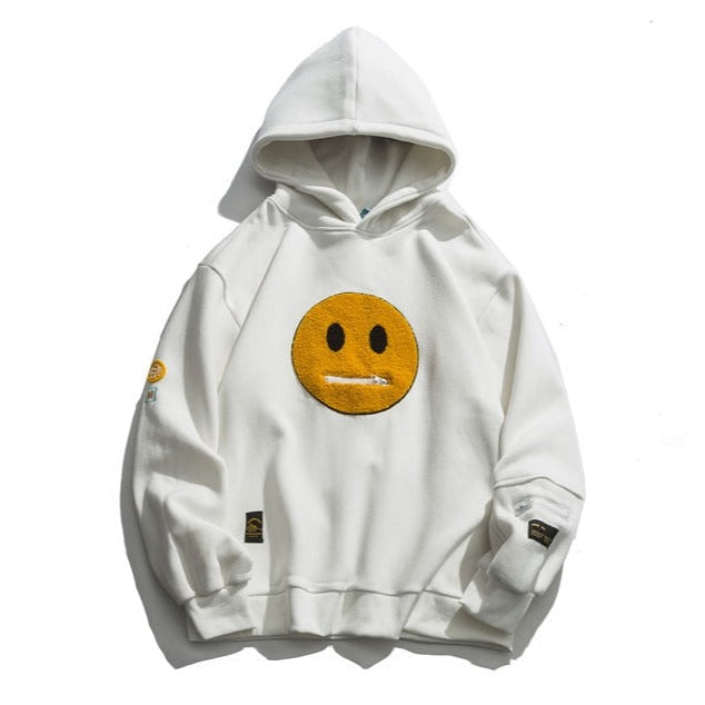 Zipper Pocket Smile Face Hoodie