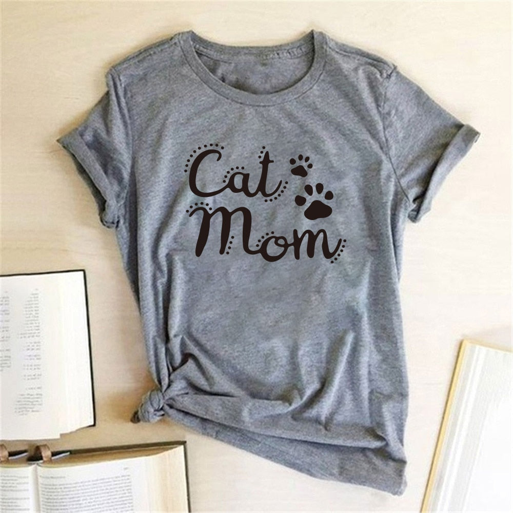 Cat Mom Printed T-Shirt