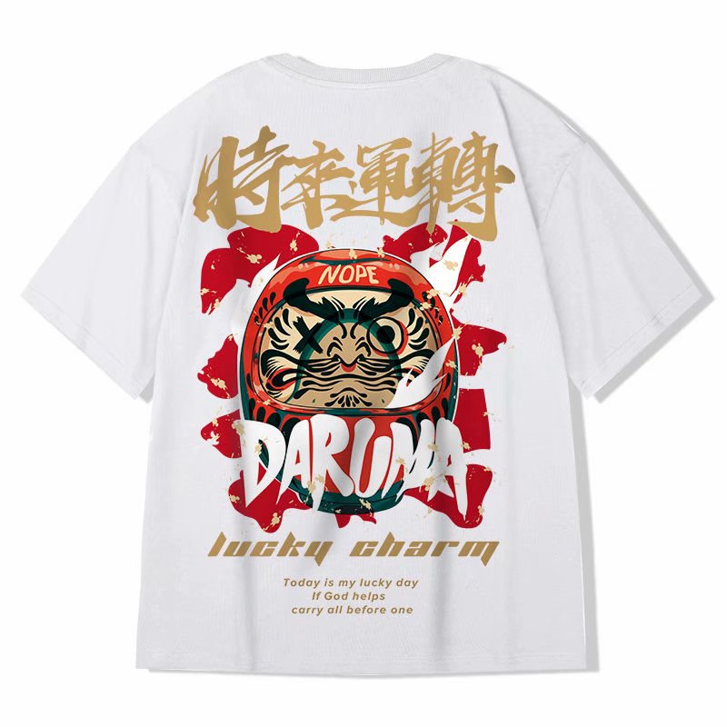 Chinese Style Lucky Daruma Oversized T-Shirts