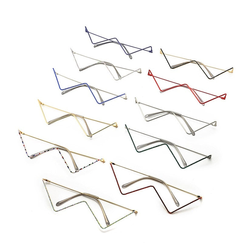 Half Triangle Decorative Metal Frame Glasses