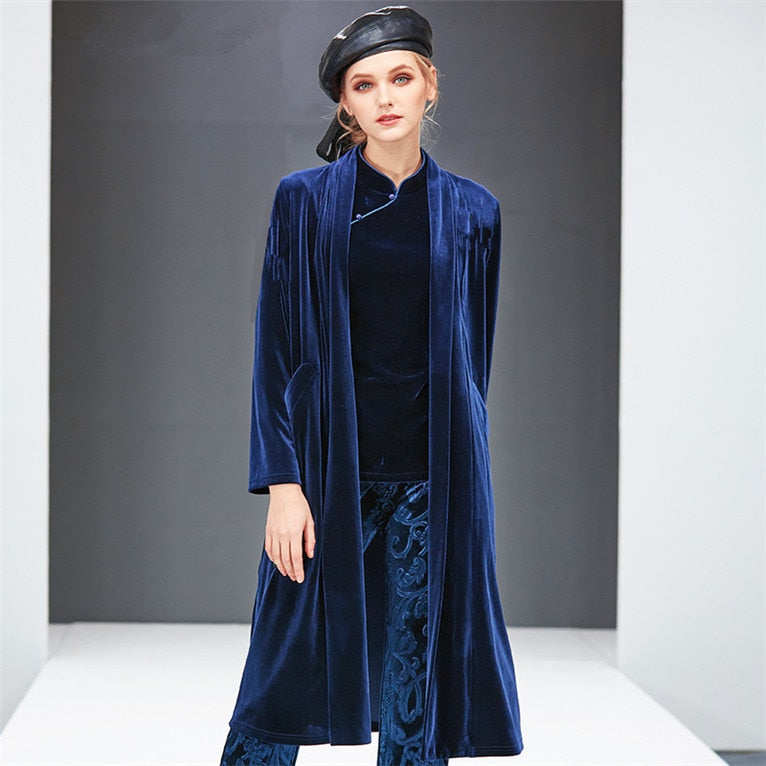 Velvet Long Elegant Winter Coat