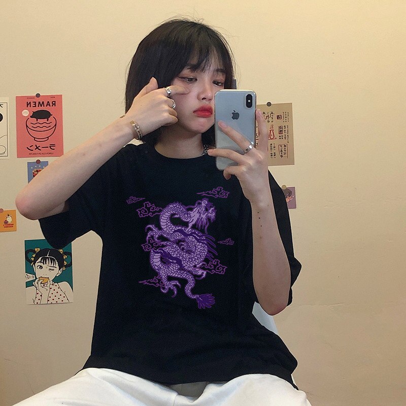 Harajuku Chinese Dragon Loose T-shirt