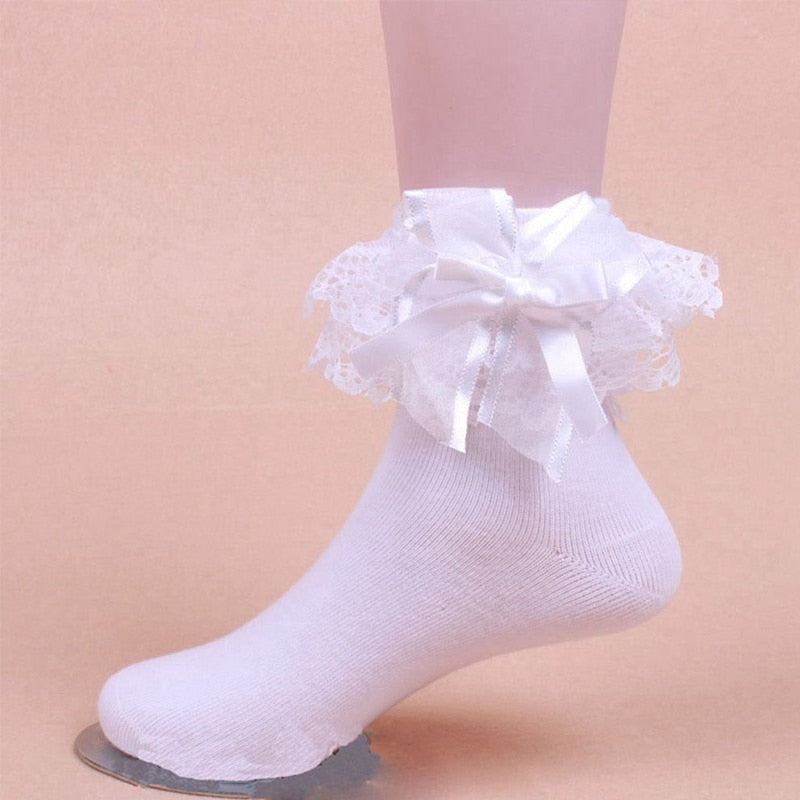 White Lace Ruffle Princess Ankle Socks