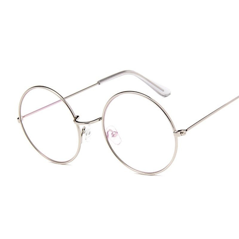 Vintage Round Glasses Clear Lens Round Metal