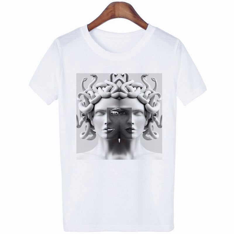 Medusa Sculpture Greek mythology Print T-Shirt