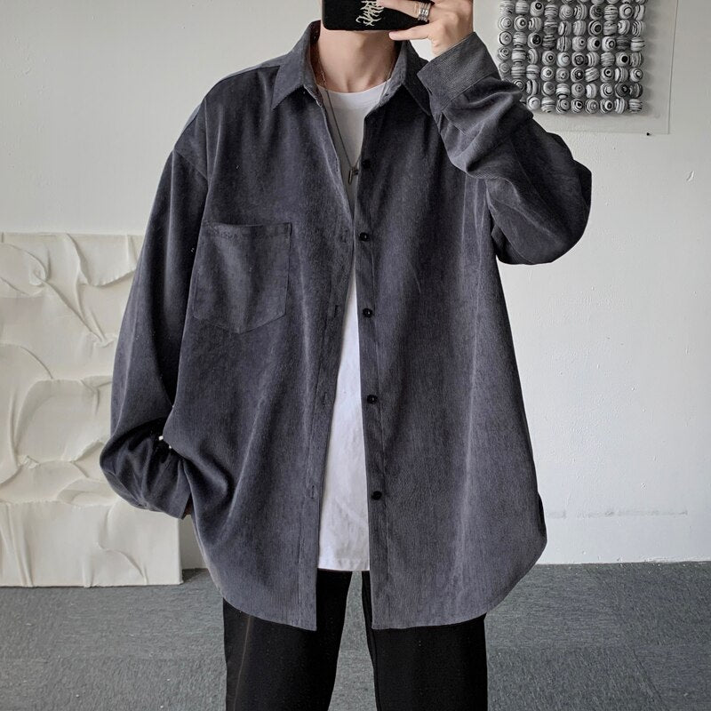 Corduroy Oversize Long Sleeve Shirts