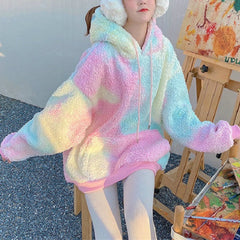 Winter Rainbow Kawaii Fur Hoodies