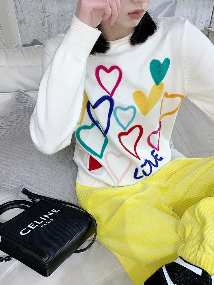 Colorful Heart Love Sweater